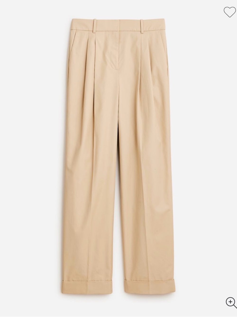 J.Crew Collection Wide Leg Pleated Trouser Trench Canvas Cuffed Tan Size 10